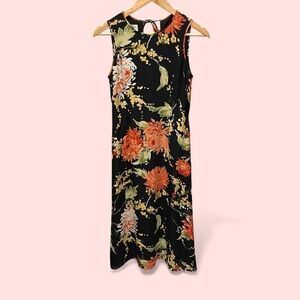Cute tropical silk sleeveless midi dress Talbots flowy lined vacation breeze